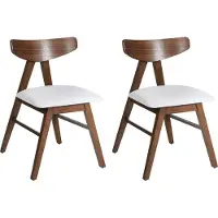 Beliani Lot de 2 chaises de salle à manger marron foncé et gris clair, structure en bois recouverte de caoutchouc polyester, assise rembourrée, pour salle à manger ou cuisine