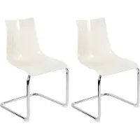 Beliani Lot de 2 chaises de salle à manger assise en plastique blanc crème pieds luge en métal style moderne cuisine salle à manger