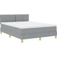 vidaXL LED Lit boxspring avec matelas gris clair 140 x 190 cm Tissu