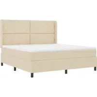vidaXL Lit boxspring avec matelas Crème 180 x 200 cm Tissu