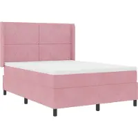 vidaXL Lit boxspring avec matelas LED rose 160 x 200 cm velours