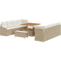 vidaXL Ensemble de salon de jardin , 11 pièces, 10 places, beige et crème