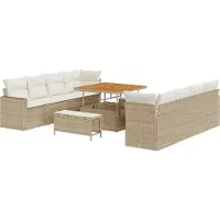 vidaXL Ensemble de canapés de jardin avec coussins (12 pièces), beige et crème, en polyrotin