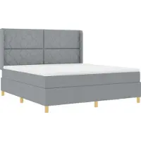 vidaXL Lit boxspring avec bandes lumineuses LED, gris clair, 180 x 200 cm, tissu