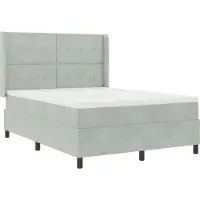 vidaXL Lit boxspring avec barres lumineuses LED gris clair 140 x 200 cm velours