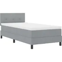 vidaXL Lit boxspring avec bandes lumineuses LED, gris clair, 90 x 190 cm, tissu