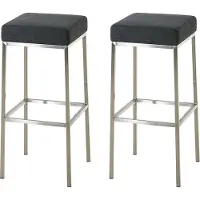 CLP - Ensemble de 2 tabourets de bar Montreal, avec assises et structures rembourrées en tissu, et repose-pieds. Couleur : gris foncé. Structure : acier inoxydable
