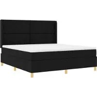 vidaXL Lit boxspring avec bandes lumineuses LED, noir, 180 x 200 cm, tissu