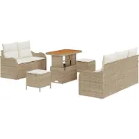 vidaXL Ensemble de salon de jardin , 8 pièces, 7 places, couleur beige