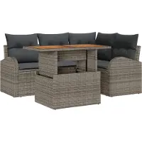 vidaXL Ensemble de canapé de jardin avec mémoire 5 pcs Gris Poly Rattan