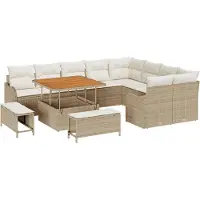 vidaXL Ensemble de salon de jardin , 12 pièces, 11 places, couleur beige