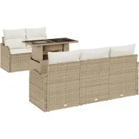 vidaXL Ensemble de canapés de jardin , 6 pièces, beige, en polyrotin