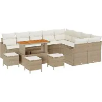 vidaXL Ensemble de salon de jardin , 13 pièces, 12 places, couleur beige