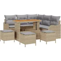 vidaXL Ensemble de salon de jardin , 9 pièces, 8 places, couleur beige