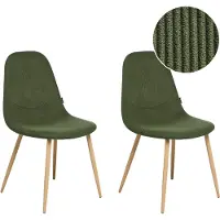 Beliani Ensemble comprenant 2 chaises de salle à manger avec cadre en tissu vert, assise en corde et sans accoudoirs, au design moderne