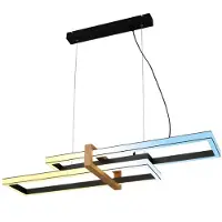 Briloner Suspension LED CCT 100x34x120 cm rectangulaire 44W 4400lm 2700 a 6500K blanc chaud a froid dimmable avec telecommande noir bois metal plastique lampe de plafond salon salle a manger