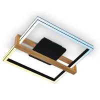 Briloner Plafonnier CCT LED, noir, avec bois, LED/40W