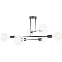 Beliani Plafonnier métal noir 33 cm 6 lumières sans abat-jour salon chambre à coucher industriel moderne