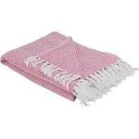Beliani Couverture Tangier Coton 130 X 160 Cm Rose