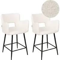 Beliani Ensemble de 2 chaises de bar Sanilac Lumarko blanc bouclé