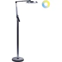 Beliani Lampadaire LED Gris foncé Matière synthétique Hauteur 170 cm Variateur d'intensité Affichage LCD Eclairage moderne Bureau à domicile