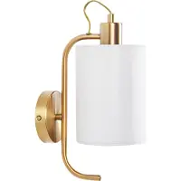 Beliani Applique murale abat-jour en lin blanc base en métal cuivré 30 cm style moderne glamour