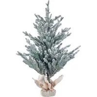 Shumee Sapin de Noël artificiel enneigé en sac de jute 90 cm Vert Ringrose Lumarko