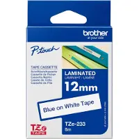 Brother TZe-233 - (12 mm) - Bleu sur blanc - Ruban