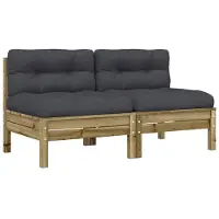 vidaXL Canapé de jardin sans accoudoirs avec coussins 2 pcs. Bois de pin