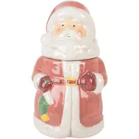 Clayre & Eef Pot à provisions Père Noël Ø 15x26 cm Rose Céramique
