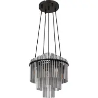 Globo Lustre, 5 flammes, tiges de verre fumé, noir, D 40 cm