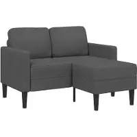 vidaXL Canapé 2 places avec méridienne en L Gris foncé 125 cm Lin