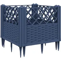 vidaXL Jardinière avec piquets bleu gris 43,5x43,5x43,5 cm PP