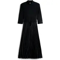 Tommy Hilfiger Slim 5x2 Rib Mix 3/4 Sleeve Midi Dress Noir XS Femme