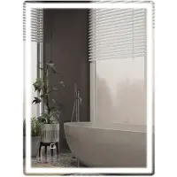 HOMCOM Miroir de salle de bain à intensité variable, miroir lumineux avec interrupteur tactile IP44