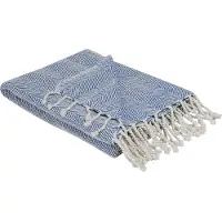 Beliani Couverture Tilmi Coton 130 X 160 Cm Bleu