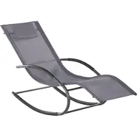Beliani Chaise longue de jardin, assise et dossier en maille grise avec appui-tête, structure en acier, style moderne