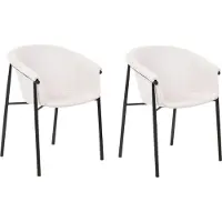 Beliani Lot de 2 chaises de salle à manger en tissu beige ronde design moderne et contemporain