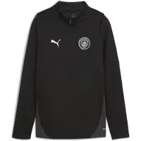 Puma T-shirt d'entraînement Manchester City, modèle 1/4-zip, saison 2025-2026, pour enfants, couleur noire et argentée