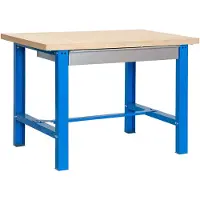 Simon Rack PROREGAL Établi BUFFALO WOOD avec tiroir | HxLxP 87x150x75cm | Charge admissible 600kg | Bleu