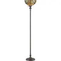 Casa Padrino Lampadaire de luxe Tiffany Multicolore / Bronze Vintage Ø 36 x H. 178 cm - Lampadaire Tiffany - Lampes Tiffany - Lampadaires Tiffany - Lampadaires Salon - Lampadaires Bureau