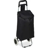 Relaxdays Chariot de courses avec sac amovible, pliable, Noir