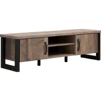 Trendteam CALICOSY - Meuble TV 2 portes, 2 niches et 2 ouvertures passe-câbles L166 cm - EMILE