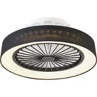 QAZQA Ventilateur de plafond noir avec effet étoilé 47cm LED incluse dimmable avec télécommande - Emily