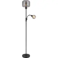 Globo Lighting Lampadaire noir Giuseppe verre de fumée