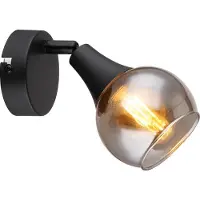 Globo Applique murale intérieure Applique murale verre fumé bois Spot mural noir 57904-1