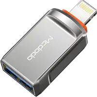 Mcdodo Adaptateur OTG USB-A 3.0 vers Lightning (USB-A, Lightning), Adaptateur pour appareils mobiles, Argent, Gris