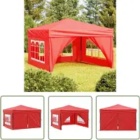 The Living Store Tente de réception pliable avec parois latérales rouge 3x3 m