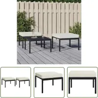 The Living Store Tabouret de jardin avec coussins couleur sable 2 pcs. 60x60x35 cm acier