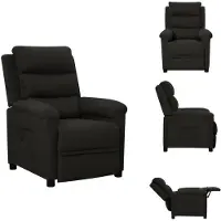 vidaXL Fauteuil Relax Noir Tissu - Fauteuil